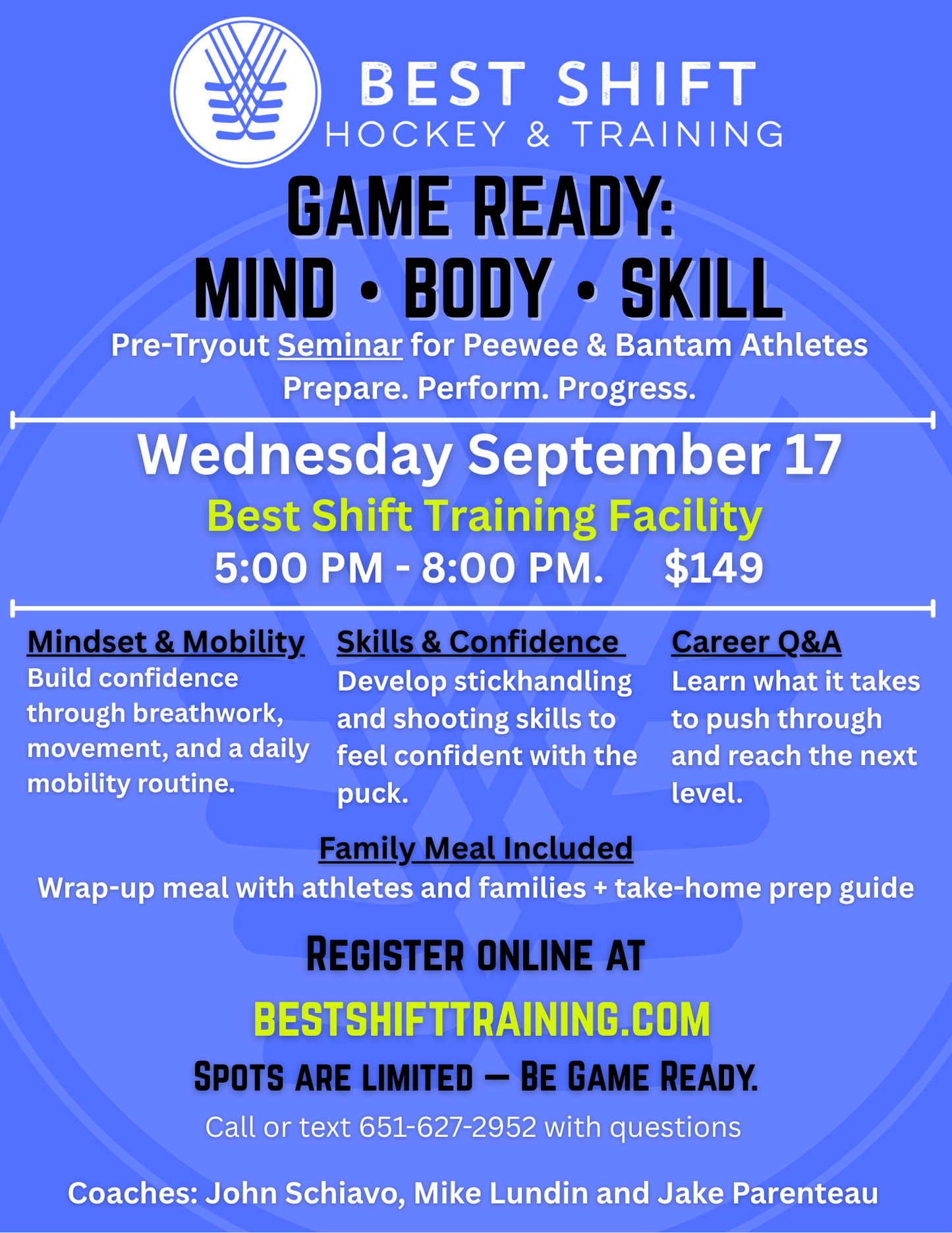 Game Ready: Mind, Body, Skill (U12/PW/U14/Bantam (Copy)