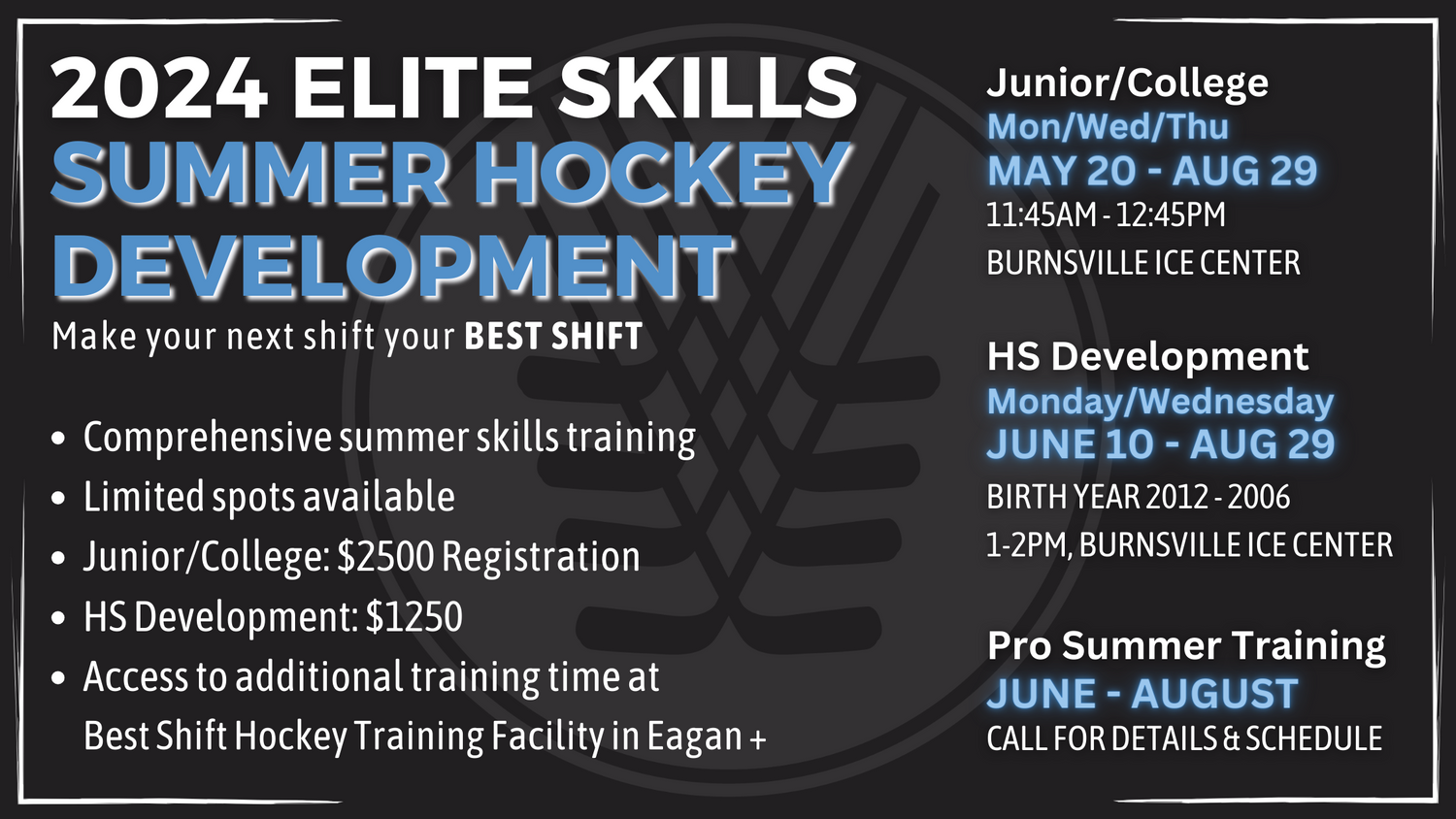 Best Shift Hockey Training & Development. Shooting lanes & rental